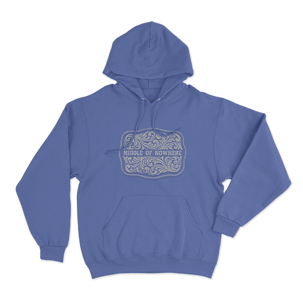 Middle Of Nowhere Belt Buckle Unisex Hoodie Blue Middle Of Nowhere Belt Buckle Unisex Hoodie Blue